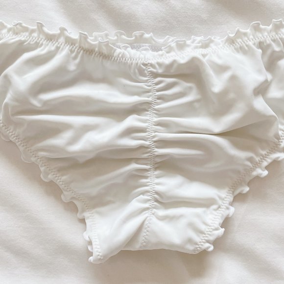 Shade & Shore NWT white Ruffle Cheeky Bikini Bottom large bathing suit swim - Picture 9 of 13